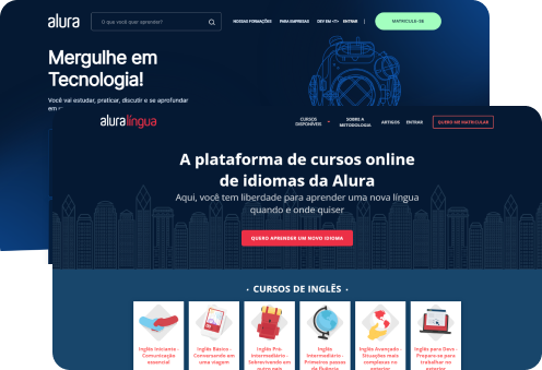 Tela do Alura+ e do Alura lingua